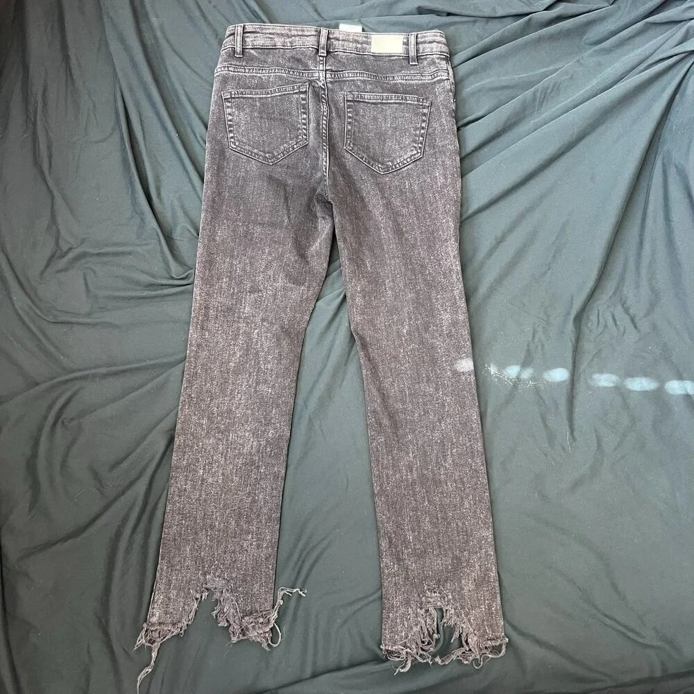 NWT MAJE PACHAFRAN HR STRAIGHT CUT JEANS WITH RAW HEM IN ANTHRACITE SZ 38FR 6US - Picture 4 of 6